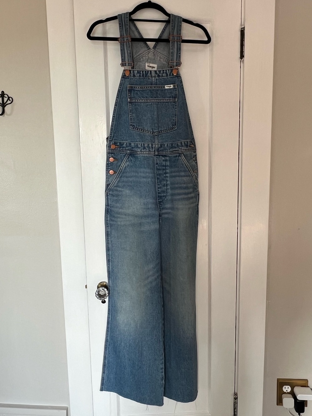 Wrangler wide leg denim overalls